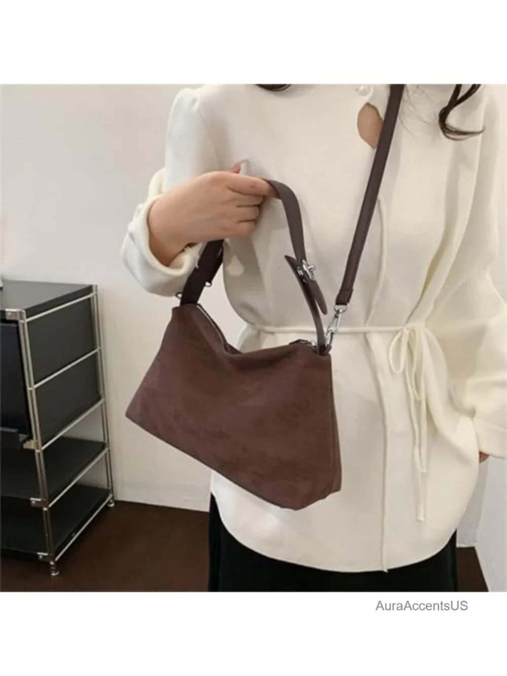 Suede Shoulder Bag Crossbody Tote Satchel Handbag
